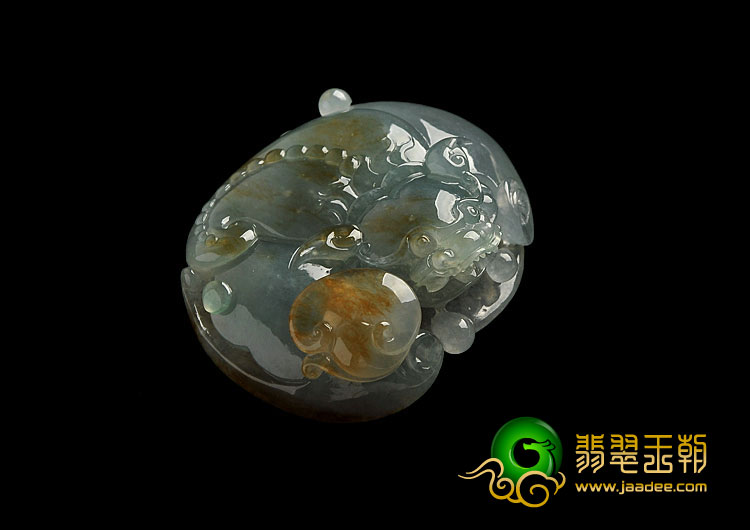 冰种晴水褐黄翡缅甸翡翠A货蝙蝠挂件