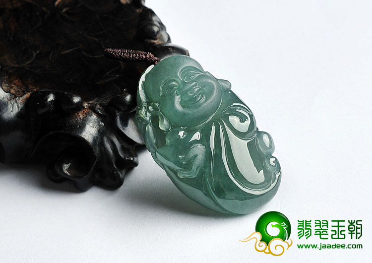 冰种蓝水缅甸翡翠A货纳福挂件
