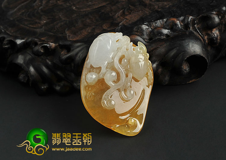 冰种黄翡缅甸翡翠A货富甲天下挂件