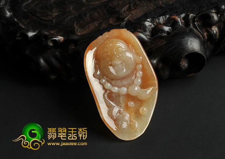冰种黄翡缅甸翡翠A货佛头挂件