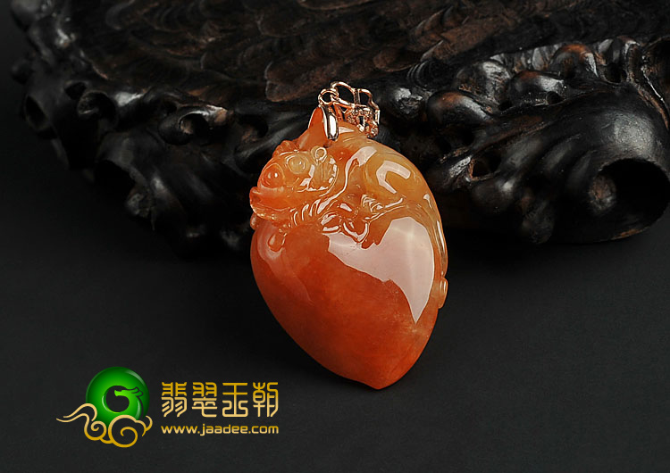 糯冰种红黄翡缅甸翡翠A货灵猴献寿挂件