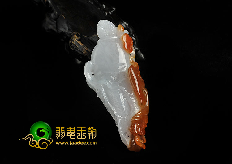 糯冰种褐红翡缅甸翡翠A货人生如意挂件