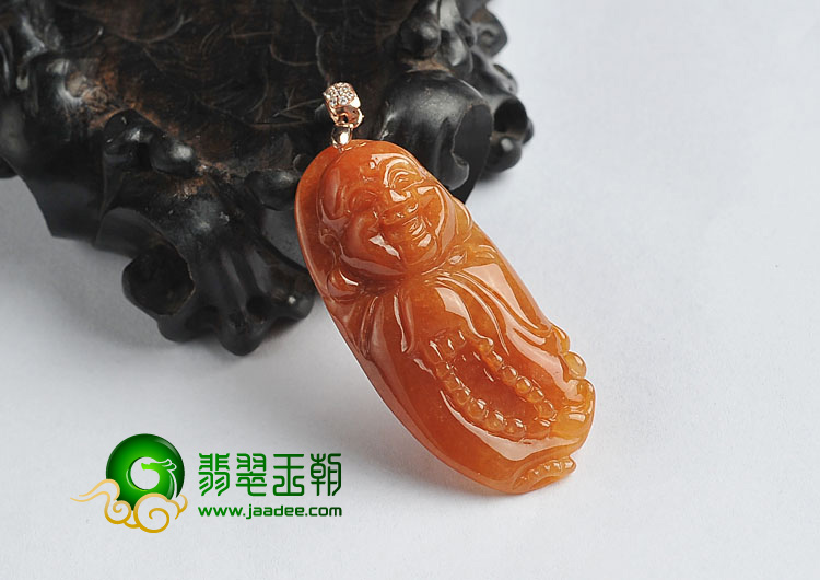 糯冰种红黄翡缅甸翡翠A货玉佛挂件