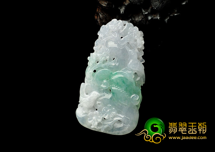 糯冰种飘翠缅甸翡翠A货喜上眉梢挂件