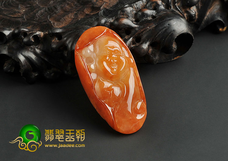 糯冰种红黄翡缅甸翡翠A货玉佛挂件