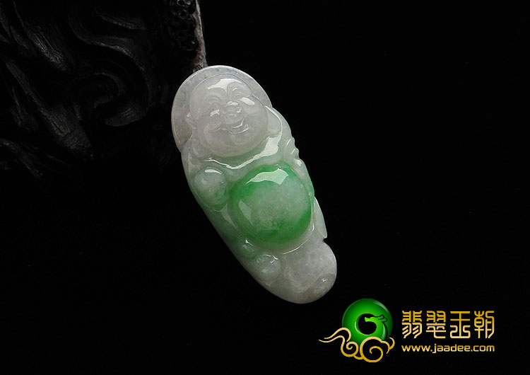 糯冰种飘翠缅甸翡翠A货玉佛挂件