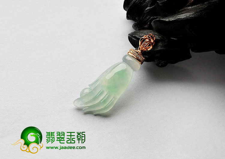 冰种晴水缅甸翡翠A货佛手挂件