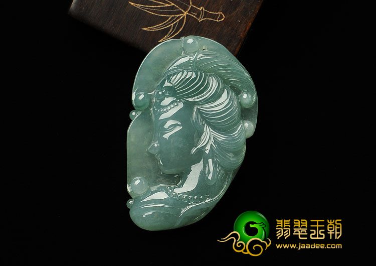 冰种晴水缅甸翡翠A货美女头挂件