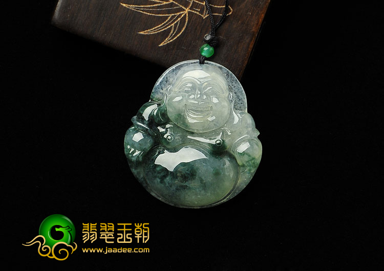 冰种飘花缅甸翡翠A货玉佛挂件