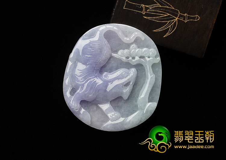 糯冰种晴水紫罗兰缅甸翡翠A货虎啸山林挂件