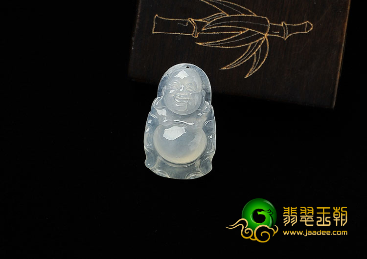 冰种无色缅甸翡翠A货站佛挂件