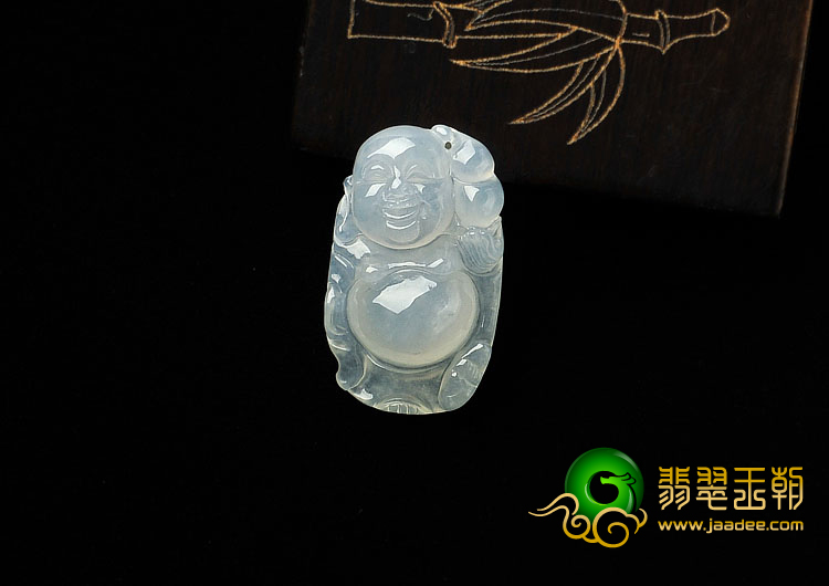 冰种无色缅甸翡翠A货站佛挂件