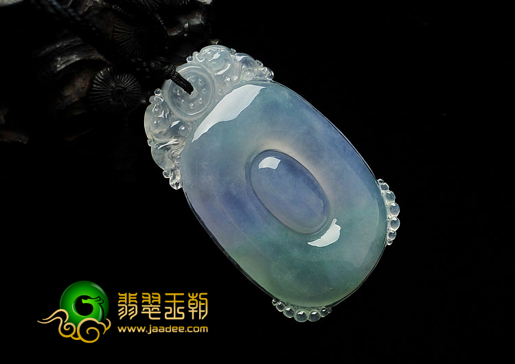 冰种春带彩缅甸翡翠A货福在眼前挂件