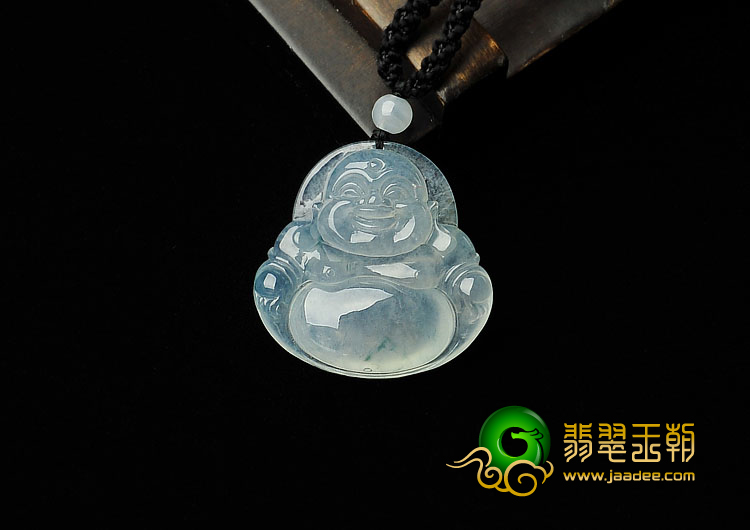 冰种飘花缅甸翡翠A货玉佛挂件