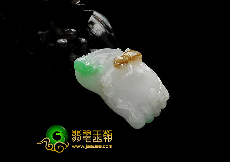 糯冰种三彩缅甸翡翠A货知足常乐挂件