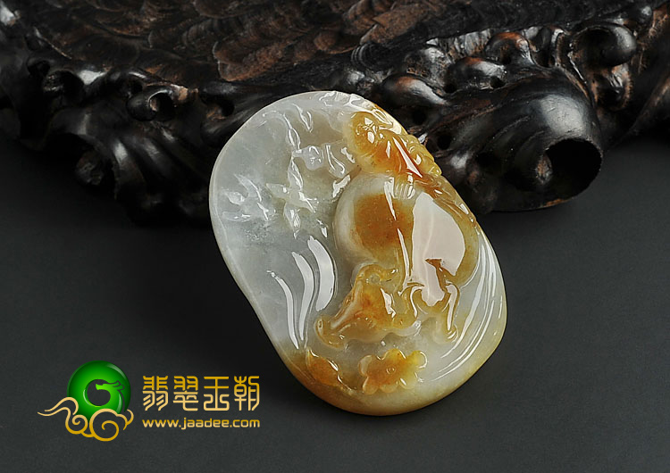 (超值推荐)冰种褐黄翡缅甸翡翠A货童子戏牛挂件