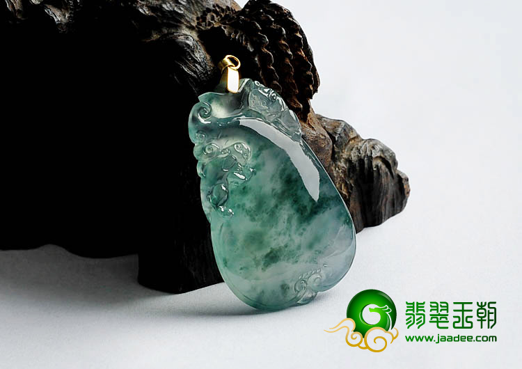 玻璃种飘花缅甸翡翠A货如意挂件