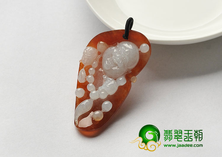 冰种红黄翡缅甸翡翠A货佛头挂件