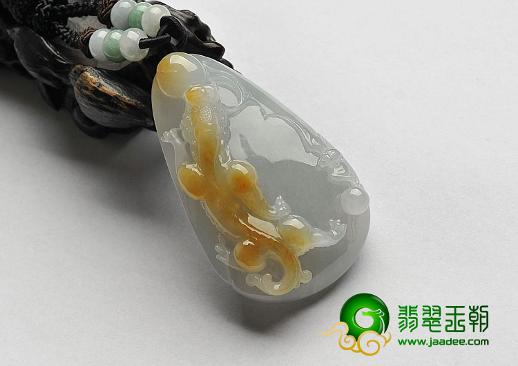 糯冰种褐黄翡晴水缅甸翡翠A货螭龙挂件