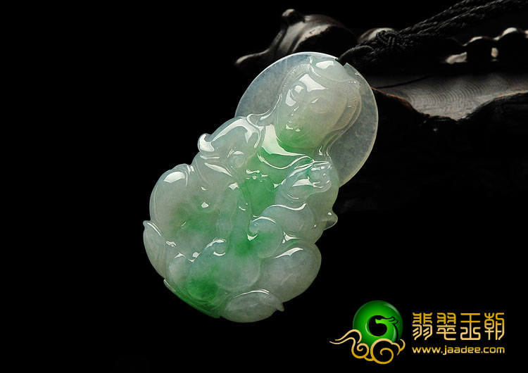 冰种飘翠缅甸翡翠A货观音挂件