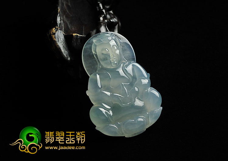 冰种晴水缅甸翡翠A货观音挂件