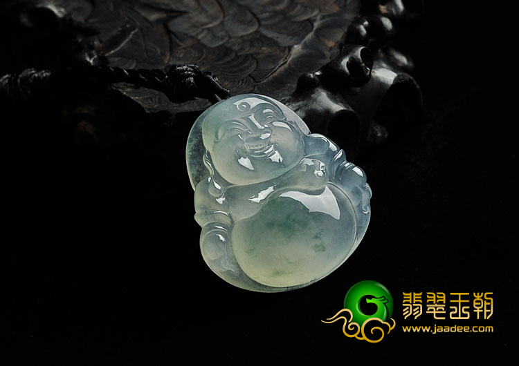 冰种飘花缅甸翡翠A货玉佛挂件