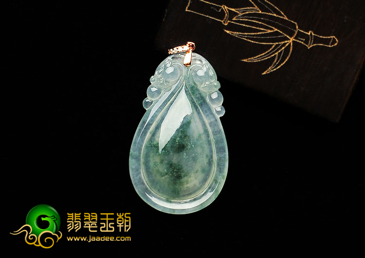 冰种飘花缅甸翡翠A货福在眼前挂件
