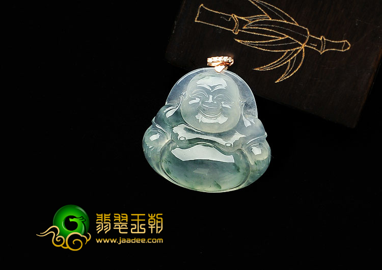 冰种飘花缅甸翡翠A货玉佛挂件
