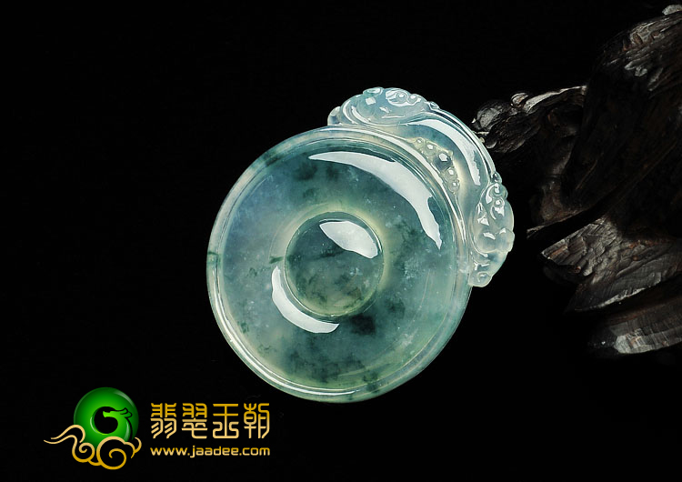 冰种飘花缅甸翡翠A货福在眼前挂件