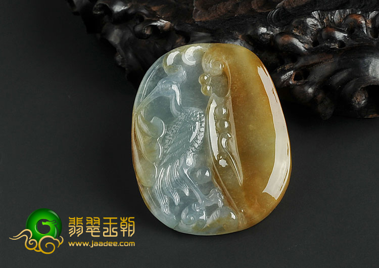 冰种褐黄翡晴水缅甸翡翠A货一路连科挂件