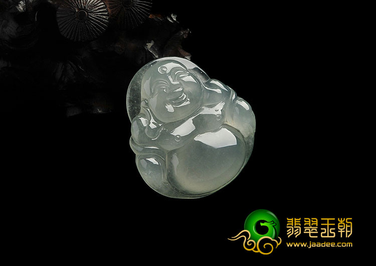 冰种晴水缅甸翡翠A货玉佛挂件(一对)