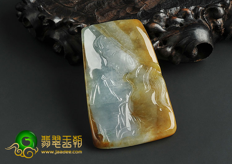 冰种褐黄翡晴水缅甸翡翠A货倾国倾城挂件