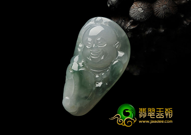冰种飘花缅甸翡翠A货佛头挂件