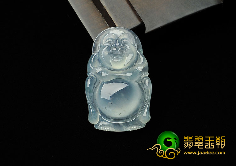 冰种淡晴水缅甸翡翠A货站佛挂件