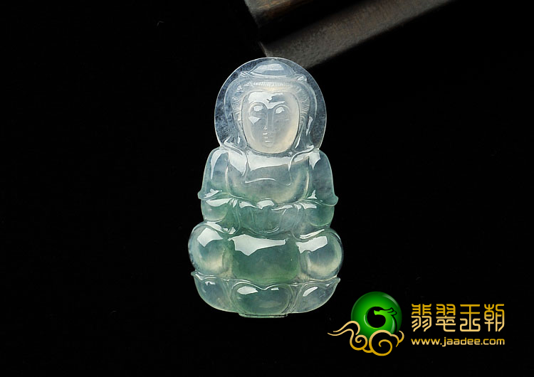 冰种飘花缅甸翡翠A货观音挂件