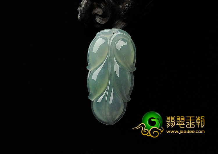 冰种晴水缅甸翡翠A货叶子挂件