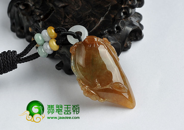糯冰种褐黄翡缅甸翡翠A货福瓜挂件