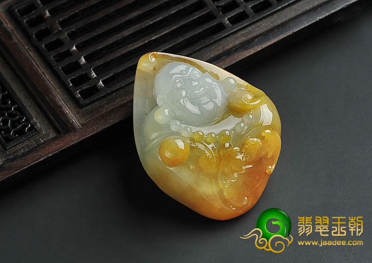 糯冰种褐黄翡缅甸翡翠A货玉佛挂件