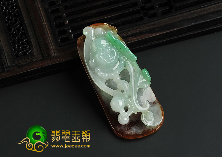 糯冰种三彩缅甸翡翠A货玉佛挂件