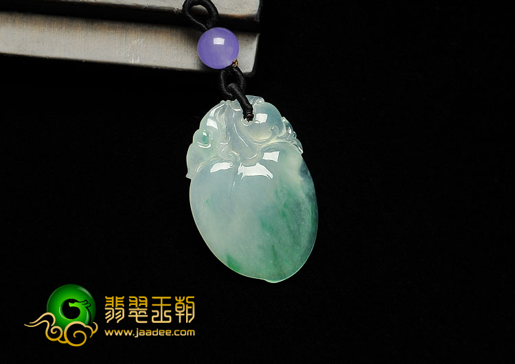 冰种飘花缅甸翡翠A福瓜挂件