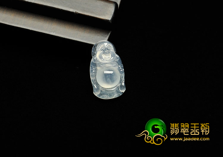 冰种无色缅甸翡翠A货站佛挂件/胸坠面