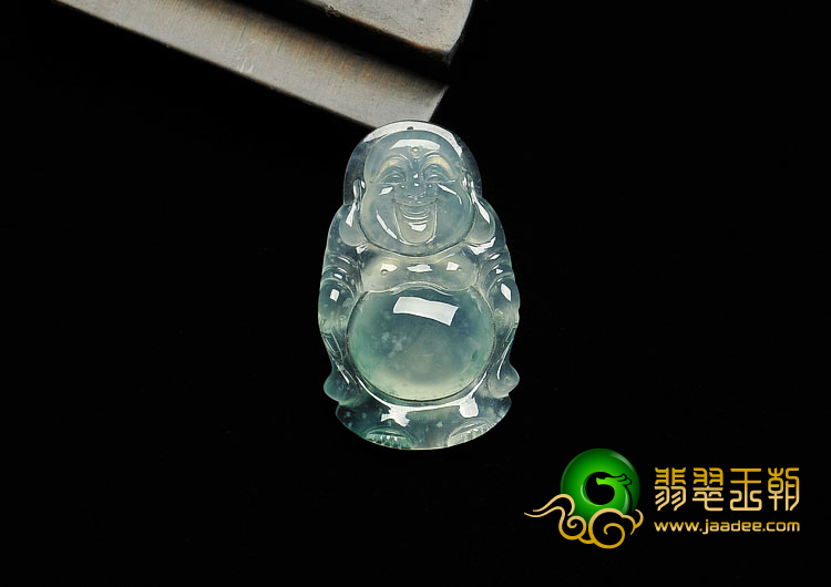 冰种飘花缅甸翡翠A货站佛挂件