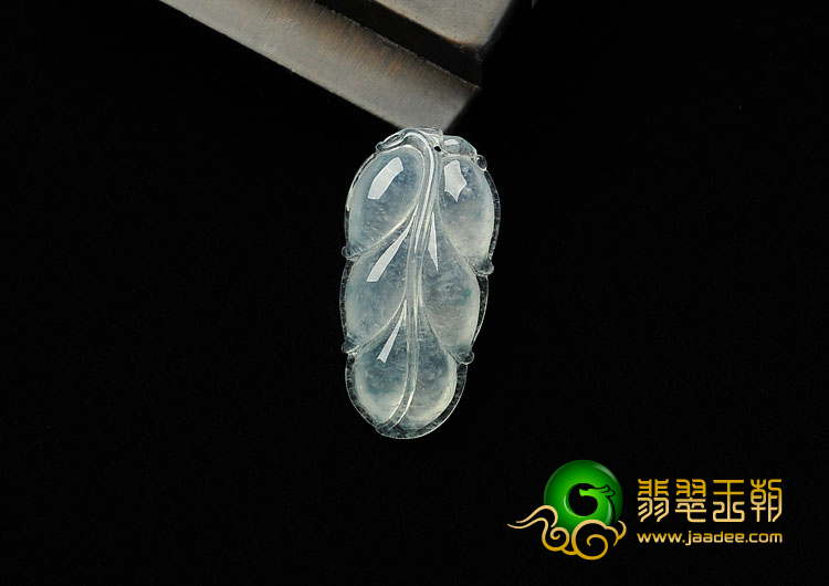 冰种略飘花缅甸翡翠A货叶子挂件
