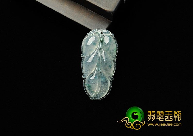 冰种飘花缅甸翡翠A货叶子挂件