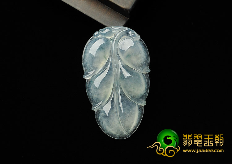 冰种略飘花缅甸翡翠A货叶子挂件