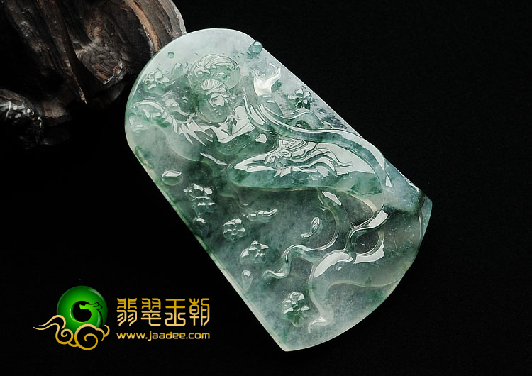 冰种飘花缅甸翡翠A货天女散花挂件