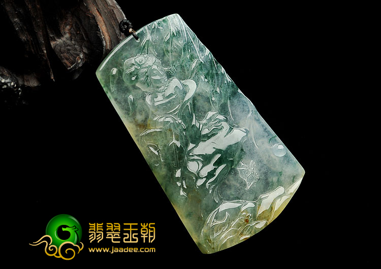冰种飘花带黄翡缅甸翡翠A货天女散花挂件