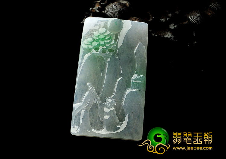 冰种飘翠缅甸翡翠A货老子执教挂件