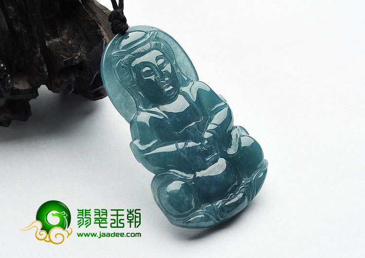 冰种蓝水缅甸翡翠A货观音挂件