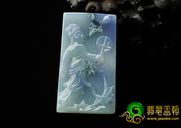 (超值推荐)糯冰种紫罗兰飘花缅甸翡翠A货踏春挂件
